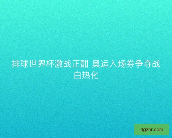 排球世界杯激战正酣 奥运入场券争夺战白热化